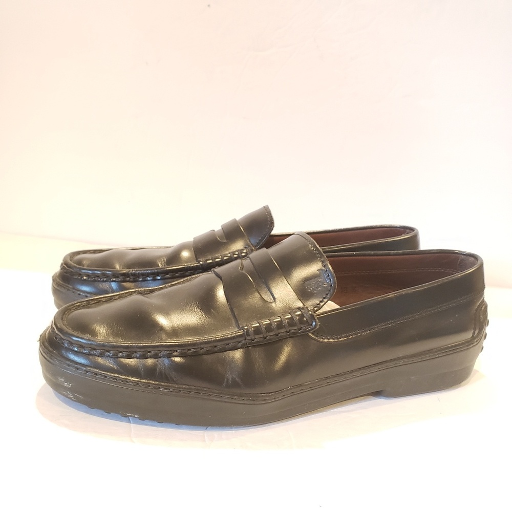 Tod's gommini black leather mocs driving moccasin loafer Size 10.5